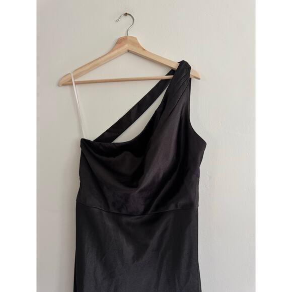 JENNY YOO Lena One Shoulder Black Maxi Dress Size 16 - Picture 8 of 8